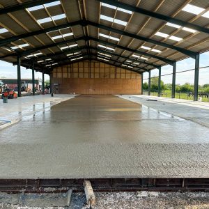 Concrete drying in a commercial environment.